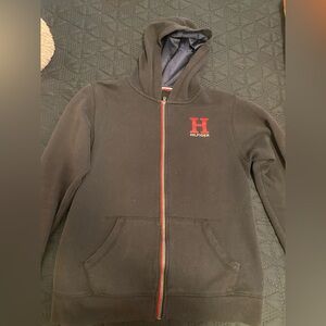Tommy Hilfiger Black Zip-Up Hoodie with Red Accents